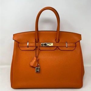 Hermes Orange Birkin 35 Bag